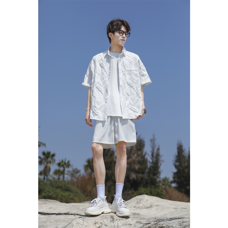 Áo Sơ Mi Đen Tay Ngắn In Họa Tiết Hoa Phong Cách Trung Quốc Thời Trang Mùa Hè Cho Nam