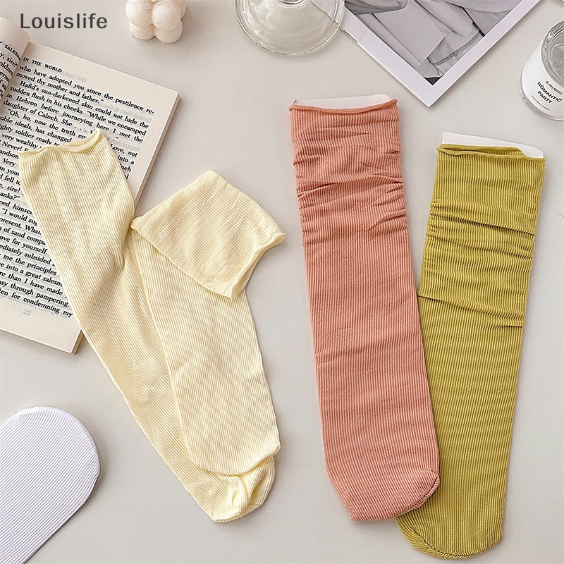 1 Đôi Vớ Louislife Bằng Nylon Mỏng Mềm Thoáng Khí Màu Be / Nâu Thời Trang Mùa Hè Cho Nữ