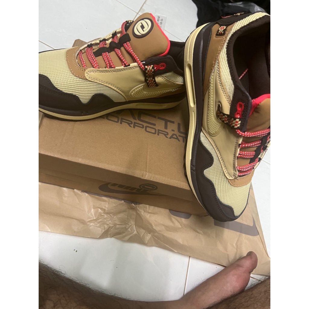 Giày Thể Thao Travis Scott x Air Max 1 Màu Nâu / Chanh DO9392-200 4CVT