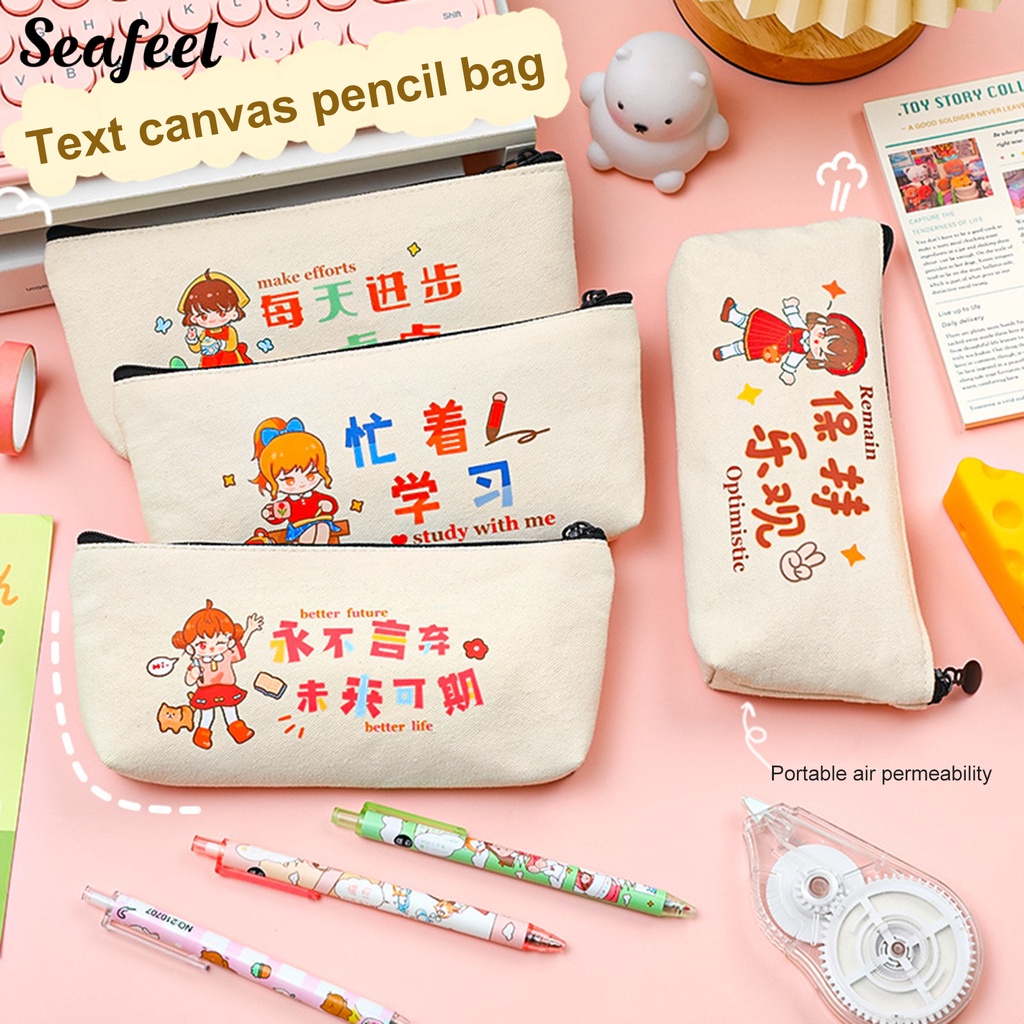 Túi Đựng Bút Có Khóa Kéo Họa Tiết Hoạt Hình Dễ Thương