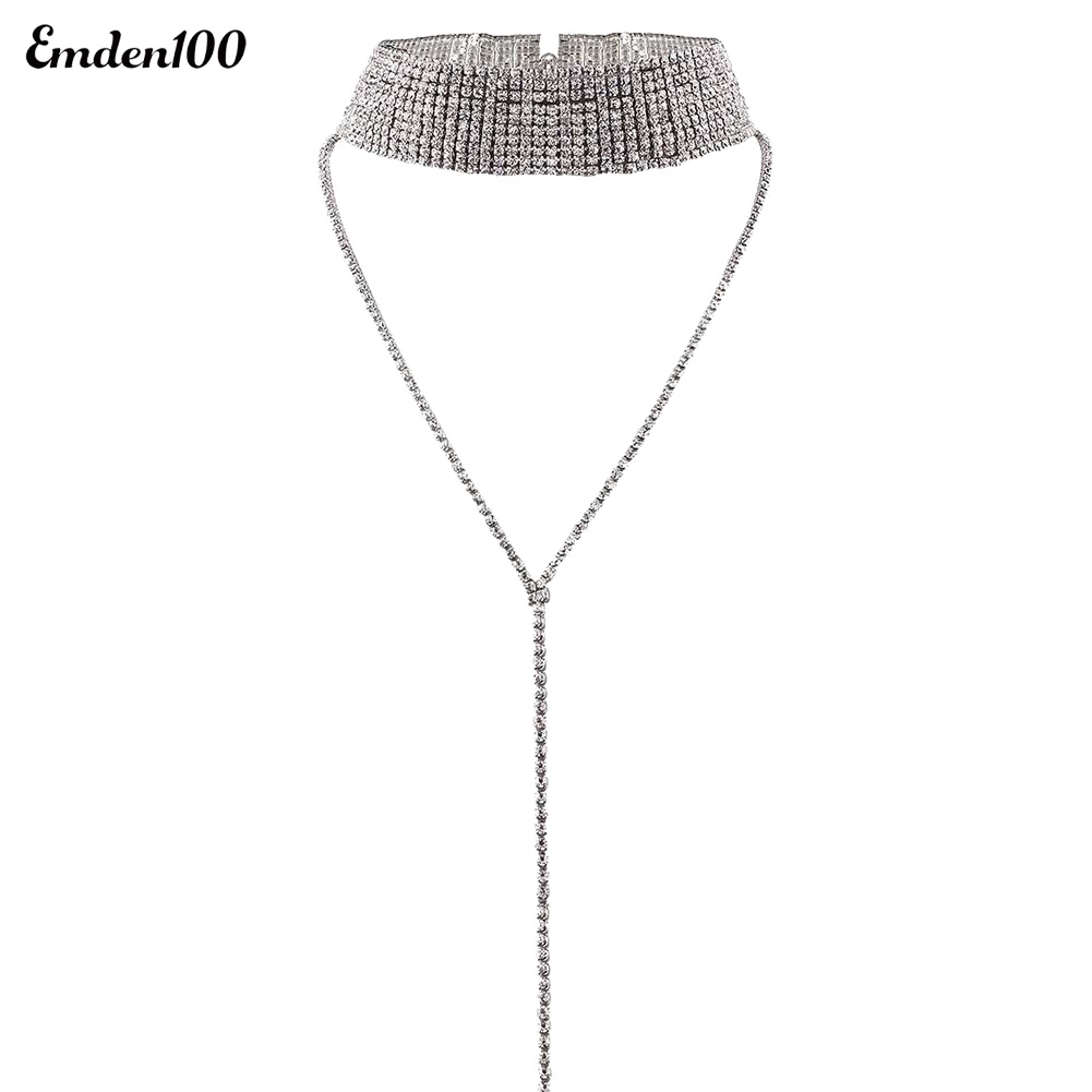 Vòng cổ Đa LớP PhốI Tua Rua ĐíNh Kim Cương Giả ThờI Trang Cho Nữ