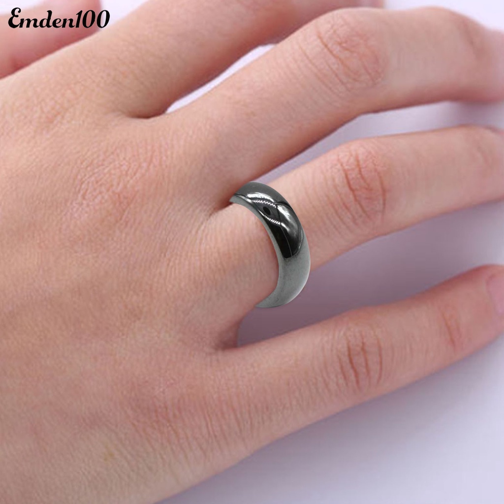 Nhẫn Đá Hematite Bản Rộng 6mm Thời Trang