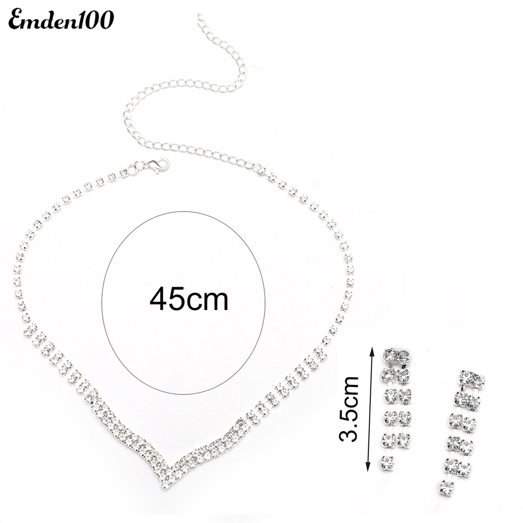 1 Bộ Vòng cổ Và Bông Tai Tua Rua Đính Đá Thời Trang Nữ Tính