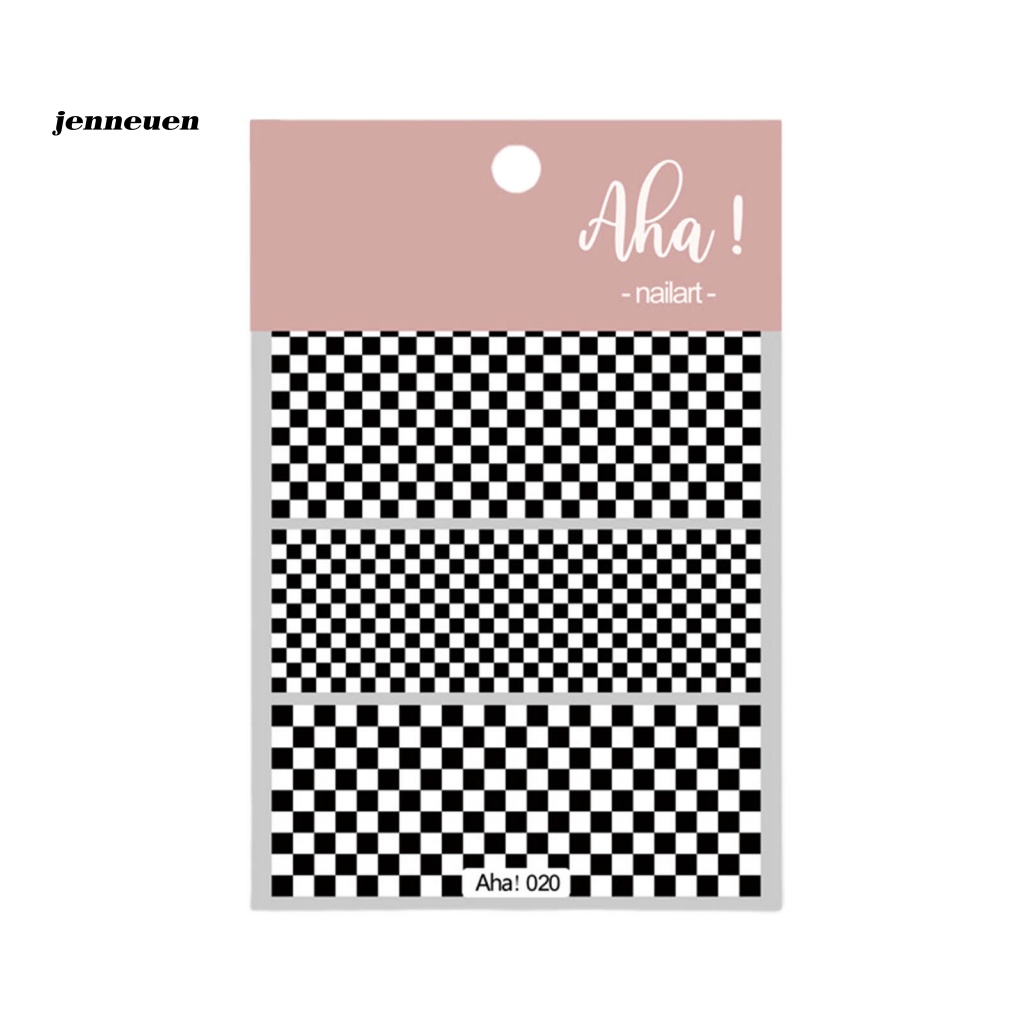 Nhãn Dán Móng Tay Tự Dính Họa Tiết Caro Trắng Đen Lâu Trôi