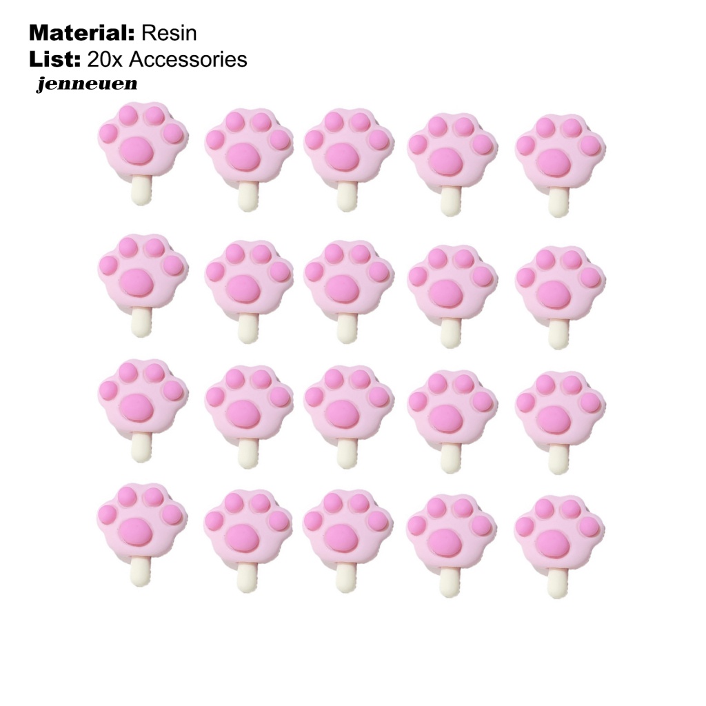 Set 20 Phụ Kiện Kẹp Trang Trí Móng Tay Hình Dấu Chân Mèo Đa Năng