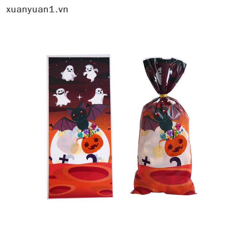 Set 50 Túi Nhựa Đựng Kẹo Phong Cách Halloween Độc Đáo