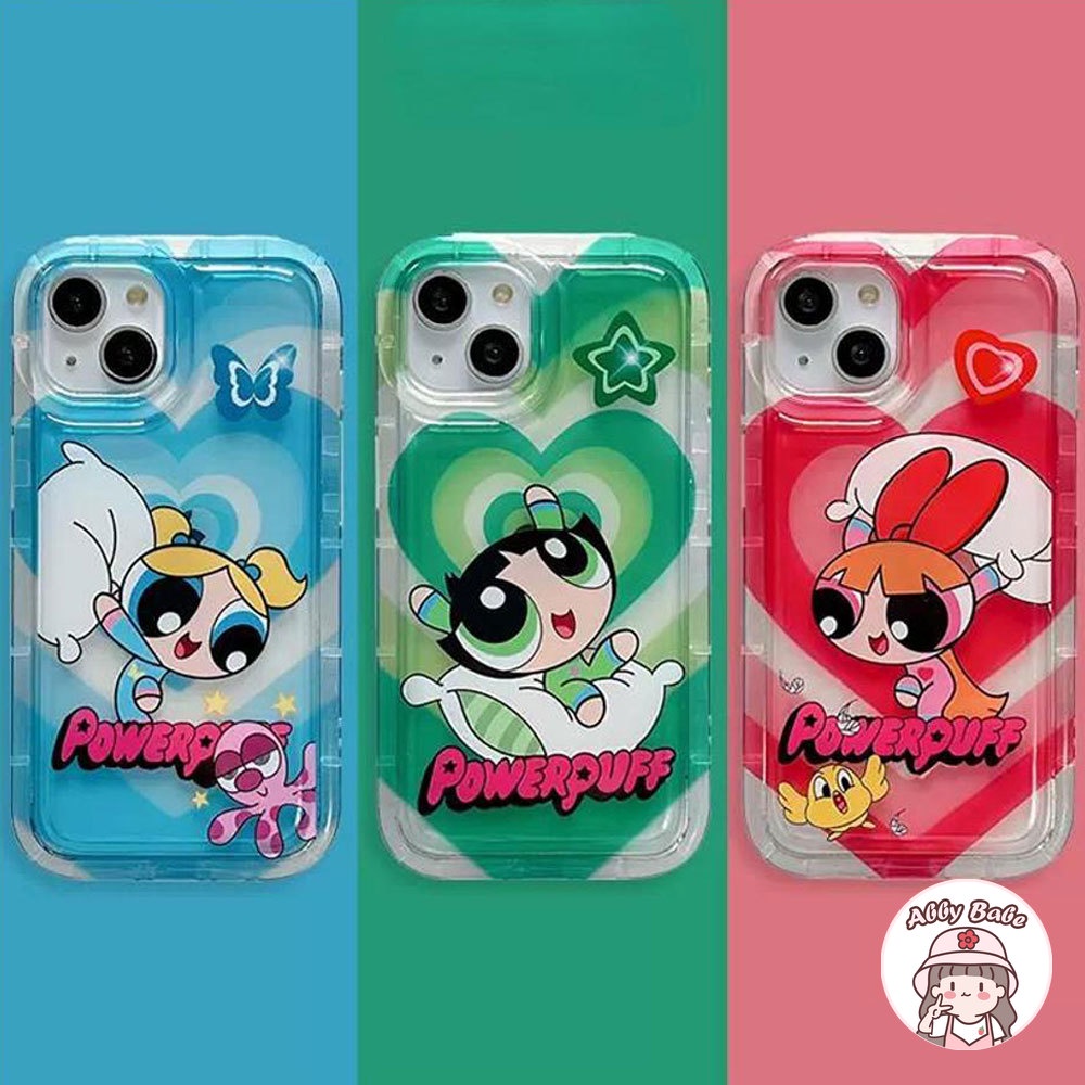 Ốp Điện Thoại TPU Mềm Hình Powerpuff Girls Màu Gradient Cho IPhone 14 Pro Max 12 11 Pro Max X XS XR 7Plus