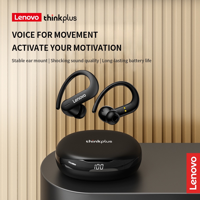 Tai Nghe Thể Thao bluetooth Không Dây Lenovo T50 âm thanh nổi HiFi khử tiếng ồn với micrô và màn hình LED