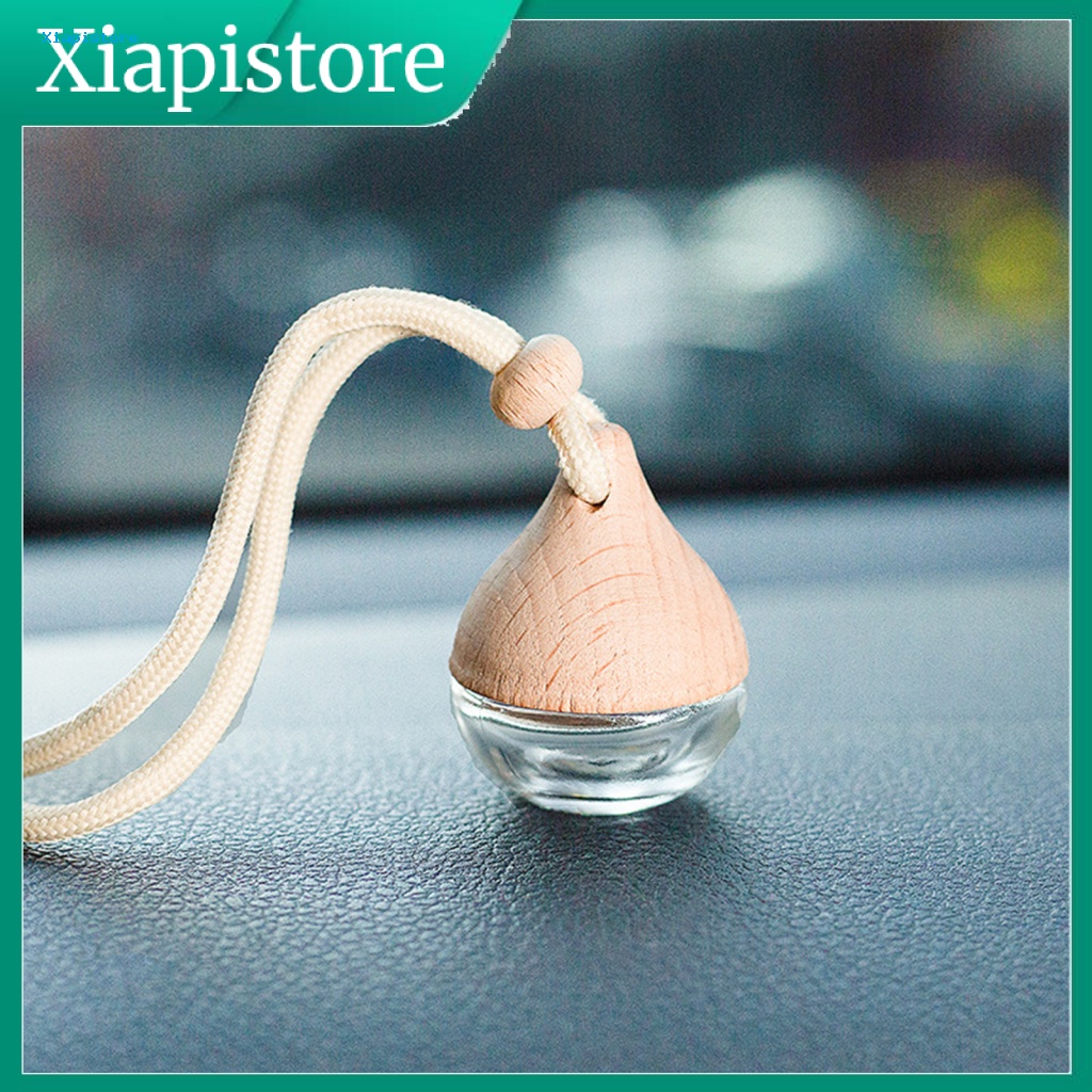 Chai Thủy Tinh Rỗng Trong Suốt Hình Giọt Nước Hoa 6ml Kèm Dây Đeo Cho Xe Hơi