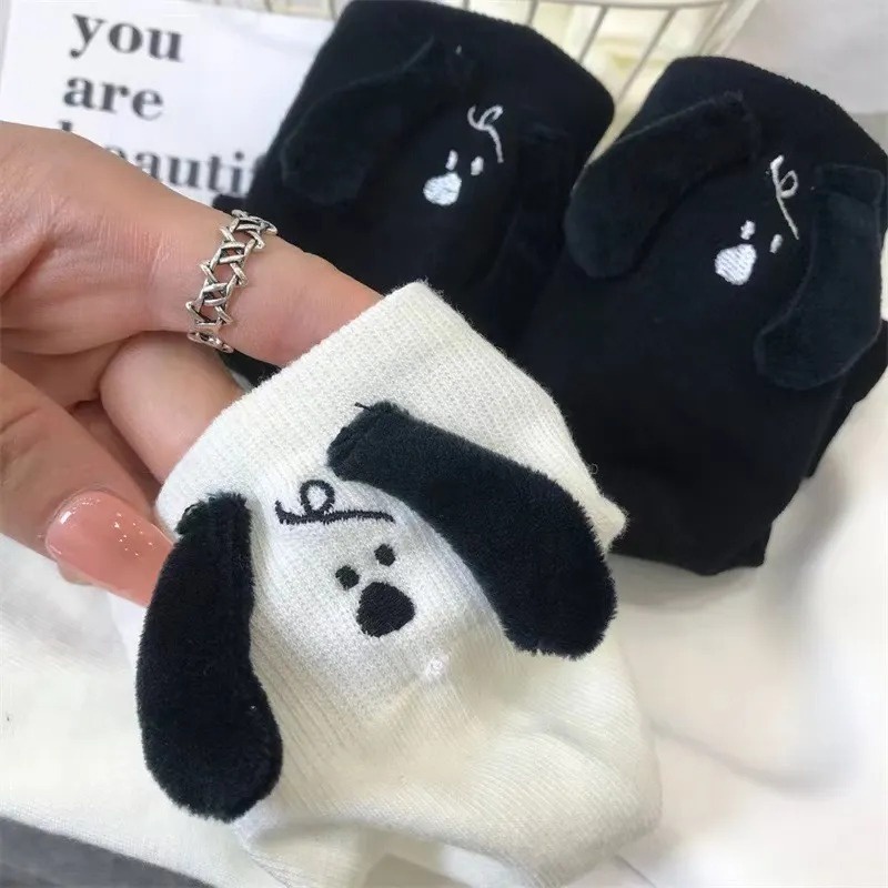 Vớ Cotton Mềm Mại Thoáng Khí Thoải Mái In Hình Tai Cún 3D Dễ Thương Phong Cách Harajuku