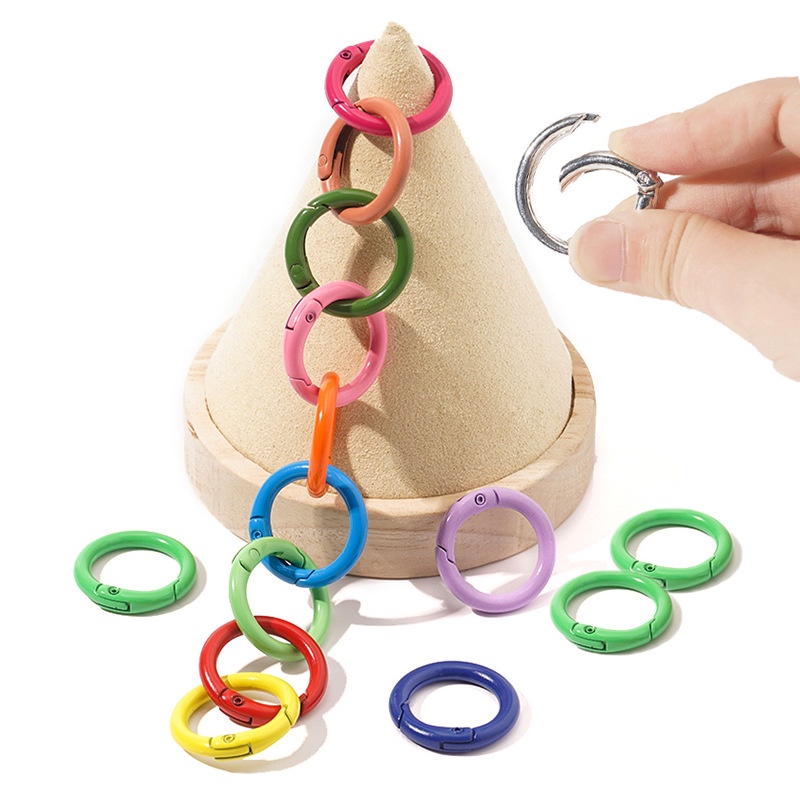 Vòng Lò Xo Tròn Mini Bằng Hợp Kim Nhiều Màu Sắc Dùng Làm Móc Khóa / Túi Xách diy