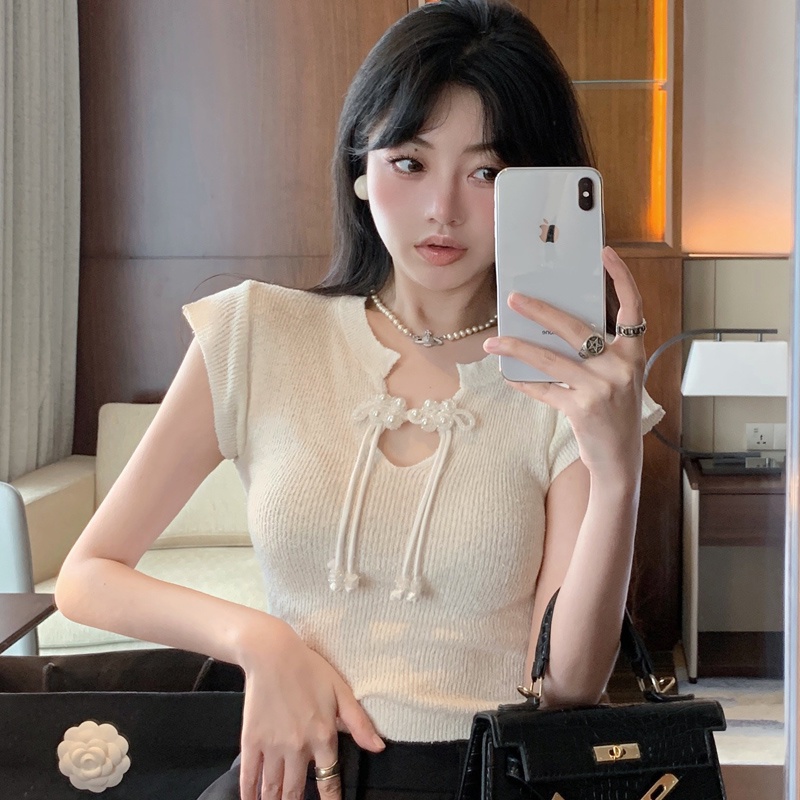 Áo Dệt Kim Mỏng Dáng Ôm Thời Trang Mùa Hè Dành Cho Nữ