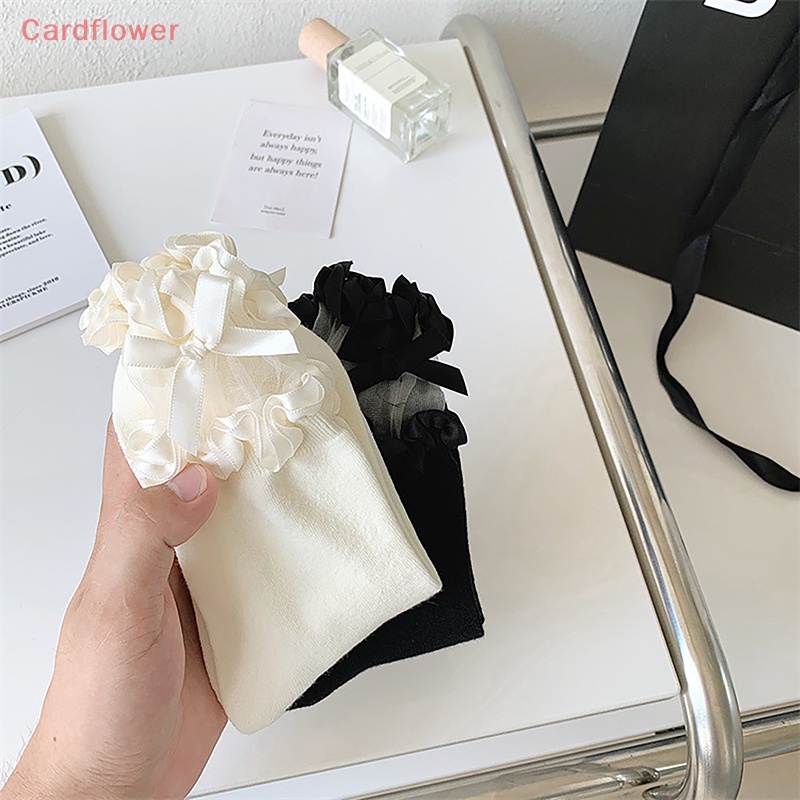 1 Đôi Tất Cotton Mỏng Phối Ren Thoáng Khí Đính Nơ Phong Cách Lolita Mới