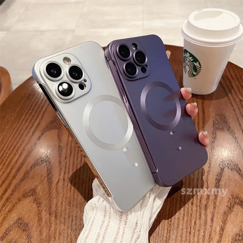 Deluxe Ốp Điện Thoại pc Cứng Mặt Nhám Từ Tính Bảo Vệ lens Cho iphone 15 14 13 12 11 pro max 15plus