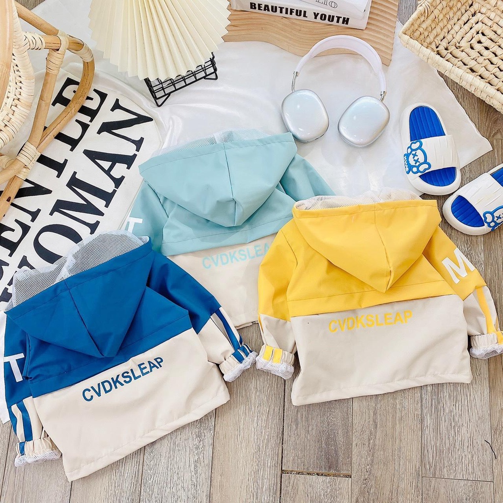 Áo khoác gió 2 lớp hoạ tiết cho bé trai , bé gái cân nặng từ 8 đến 18kg