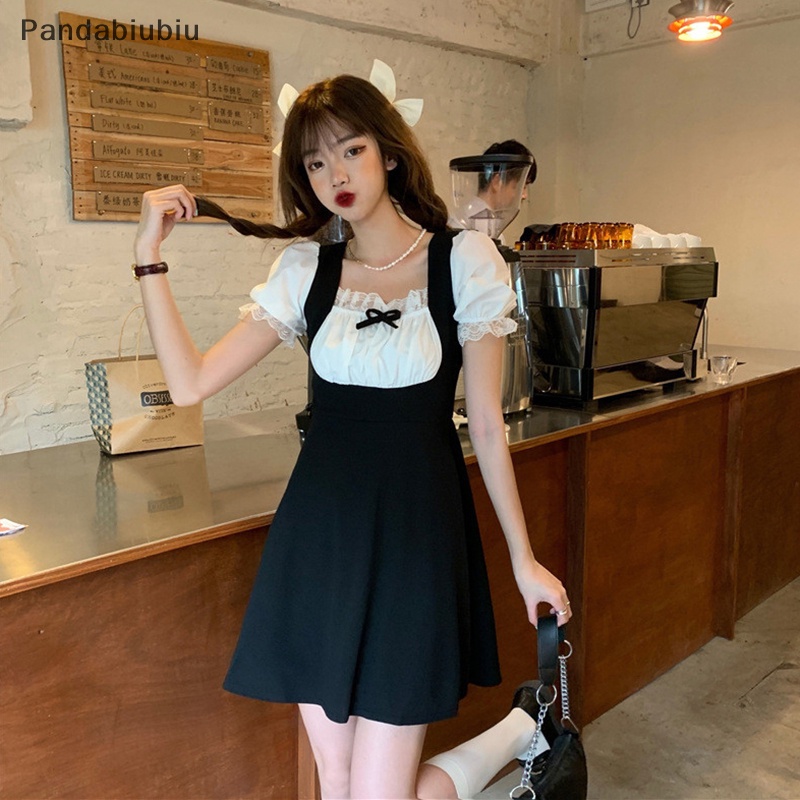 Đầm Nữ Ren chắp vá fack hai mảnh Mini Kawaii phong cách Nhật Bản học sinh ngọt ngào thời trang Lolita Mùa Hè Thiết kế thời trang đường phố Joo