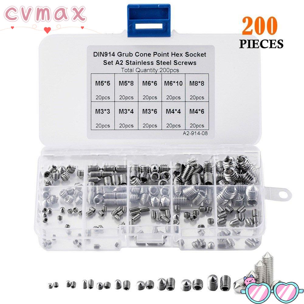 Bộ 200 Ốc Vít Lục Giác M3 M4 M5 M6 M8 Bằng Thép Không Gỉ 304 Chuyên Dụng Cho Tay Nắm Cửa