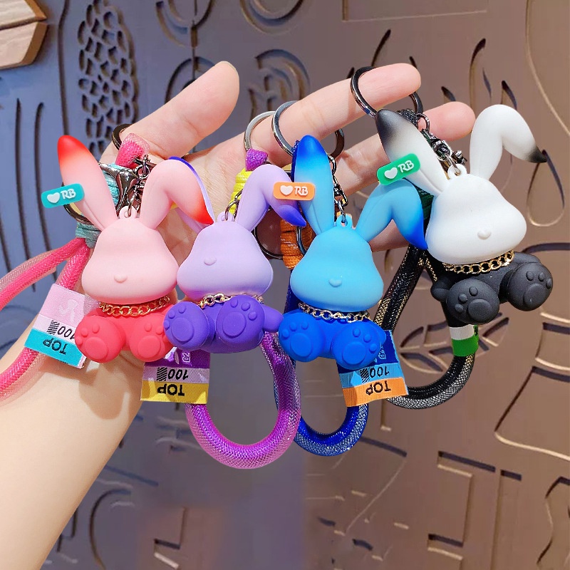 Móc Khóa Hình Thỏ Hoạt Hình Màu Gradient Sáng Tạo