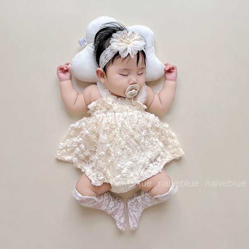 Áo Liền Quần Dạng Đầm Công Chúa Hai Dây Mùa Hè Một Tháng Cho Bé Gái Sơ Sinh