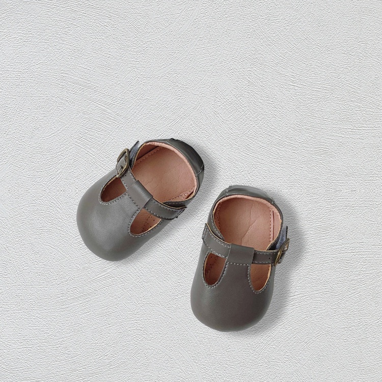 Giày Búp Bê Da Đế Mềm Chống Trượt Màu Trơn Phong Cách Hàn Quốc Cho Bé Gái