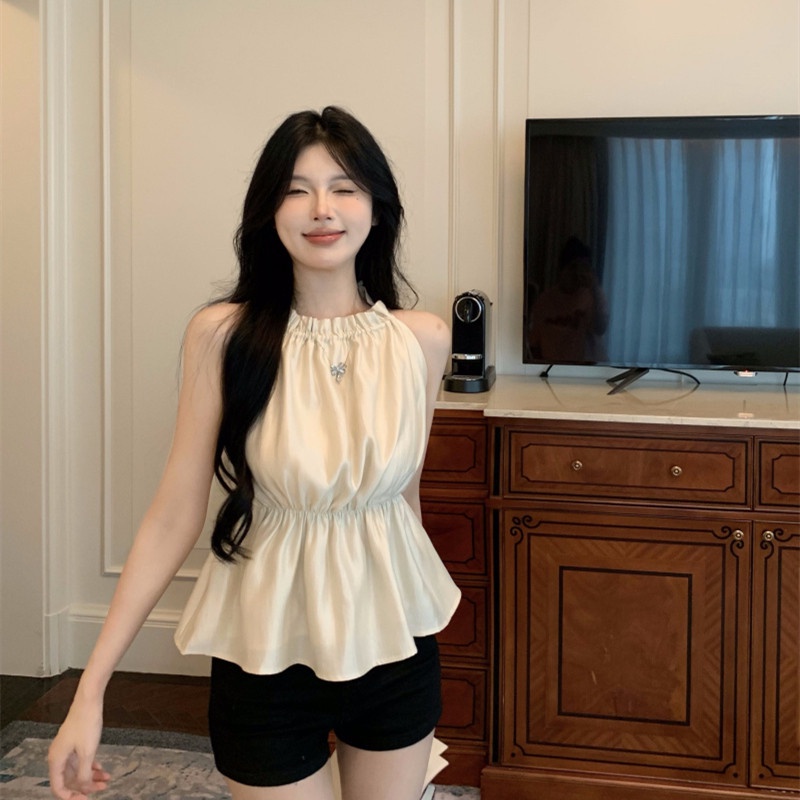 Áo Croptop Sát Nách Rút Dây Quyến Rũ Dễ Phối Đồ Thời Trang Mùa Hè Cho Nữ