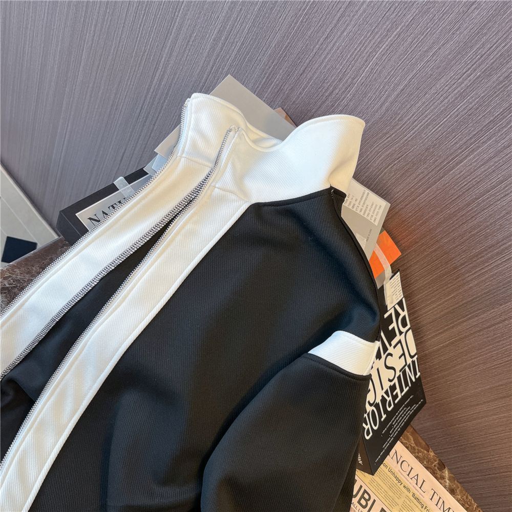 Áo Khoác Tay Dài Dáng Rộng Màu Sắc Tương Phản Phong Cách Nhật Bản Cho Nam Giới