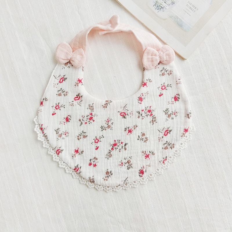 Yếm Ăn Vải cotton Họa Tiết Hoa Xinh Xắn Cho Bé