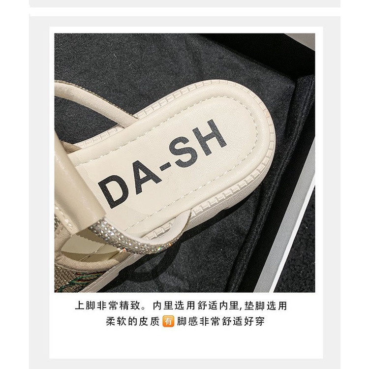 Dép Sandal Đế Dày Quai Ngang Đính Đá Thời Trang Mùa Hè 2023 Cho Nữ