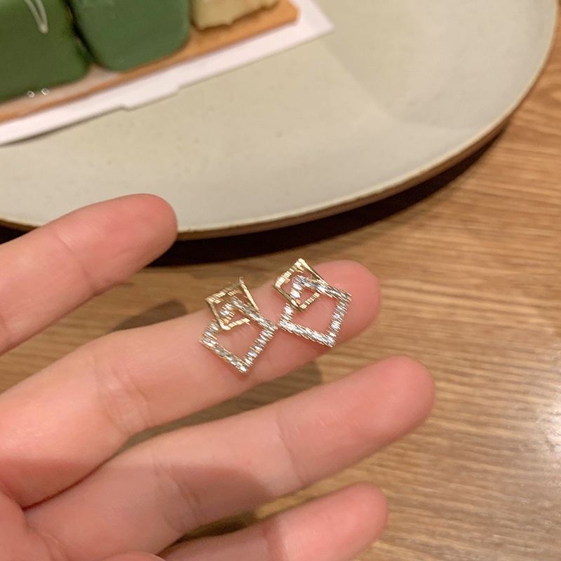 Khuyên Tai Bạc Hình Vuông Đơn Giản Phong Cách Hàn Quốc Thời Trang Mùa Hè Hàng Mới Dành Cho