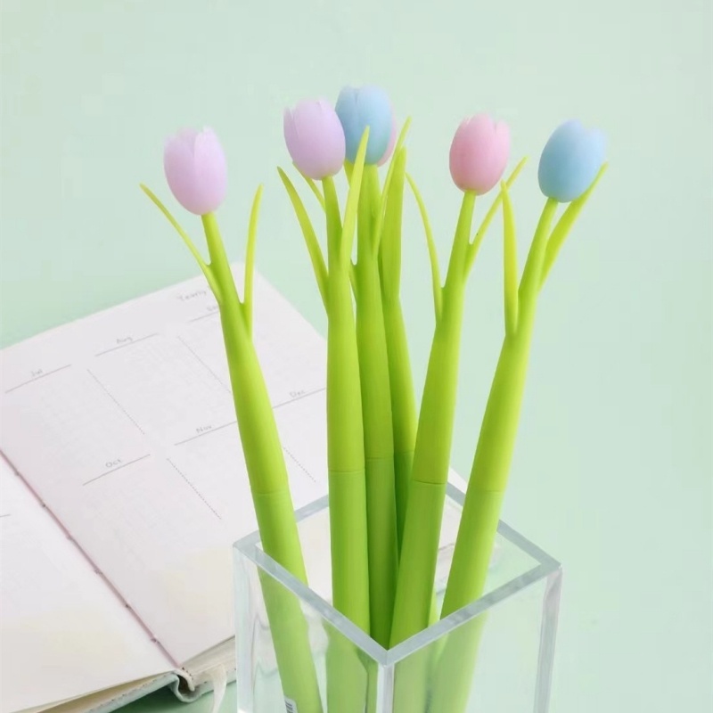 Bút Mực Đen Hình Hoa Tulip Thay Đổi Màu Sắc Dễ Thương Cho Học Sinh