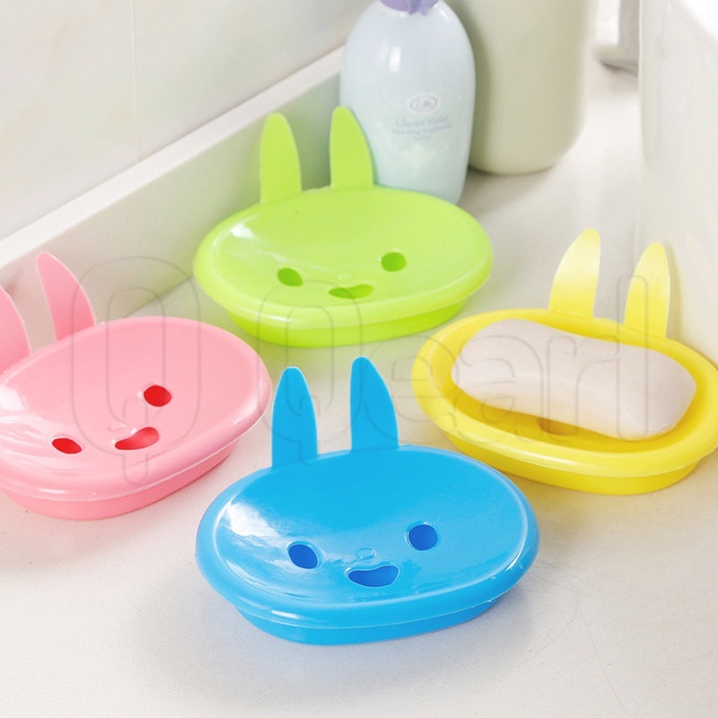Khay Đựng Xà Phòng Hai Tầng Hình Thỏ Hoạt Hình Có Nắp Đậy Sáng Tạo