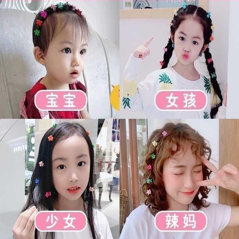 Set 100 Kẹp Tóc Hình Hoa / Ngôi Sao / Hoạt Hình Màu Kẹo Phong Cách Hàn Quốc Cho Bé Gái