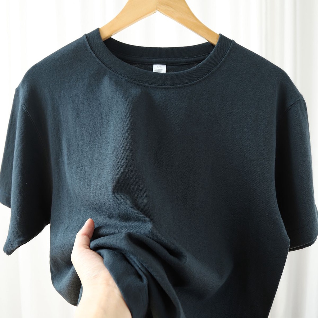áo thun unisex，áo phông，áo thun cotton，thời trang nam，bigsize t shirt，áo nam đẹp，Áo Thun Cotton Tay Ngắn Cổ Tròn Dáng Rộng Màu Xanh Dương Đậm Phong Cách Vintage Mỹ Nặng 200g Cho Nam，áo polo nam，áo local brand，đồ bộ nam，,đen，trắng，xám，kaki