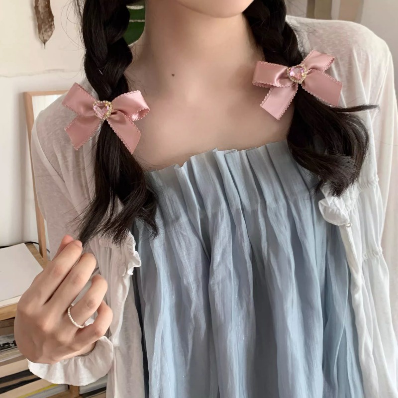 Kẹp Tóc Nơ Đính Đá Hình Trái Tim Phong Cách Mới