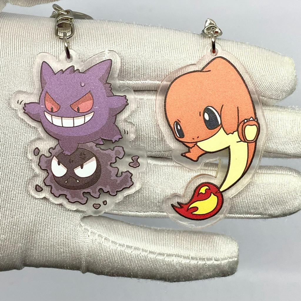 Móc khóa Pokemon Pikachu nhựa Acrylic hai mặt, in hình các nhân vật dễ thương Amine manga