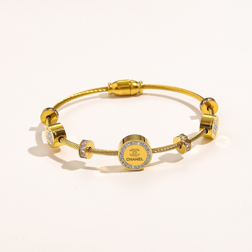 Vòng Đeo Tay Bằng Thép Titan In logo cc Hai cc Khoét Lỗ Bấm Lỗ Đơn Giản