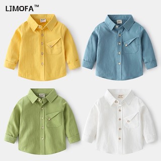 LJMOFA 2-8 Tuổi Áo Sơ Mi Dài Tay Mềm Mại Thời Trang Xuân Thu Cho Bé Trai