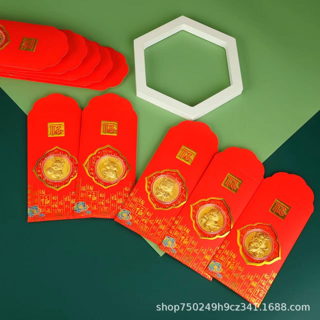 Bao Lì Xì Năm Mới 2024 3D Màu Đỏ May Mắn