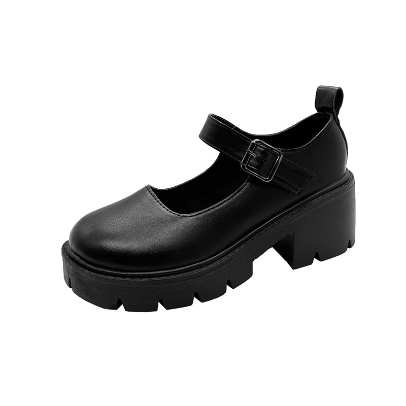 Giày Da Đế Dày Phối Khóa Cài Phong Cách Lolita Dành Cho Nữ