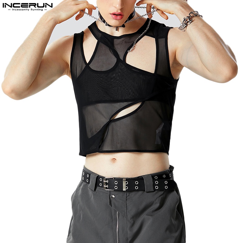 INCERUN Áo Tank Top Sát Nách Thời Trang Vintage Cá Tính Cho Nam