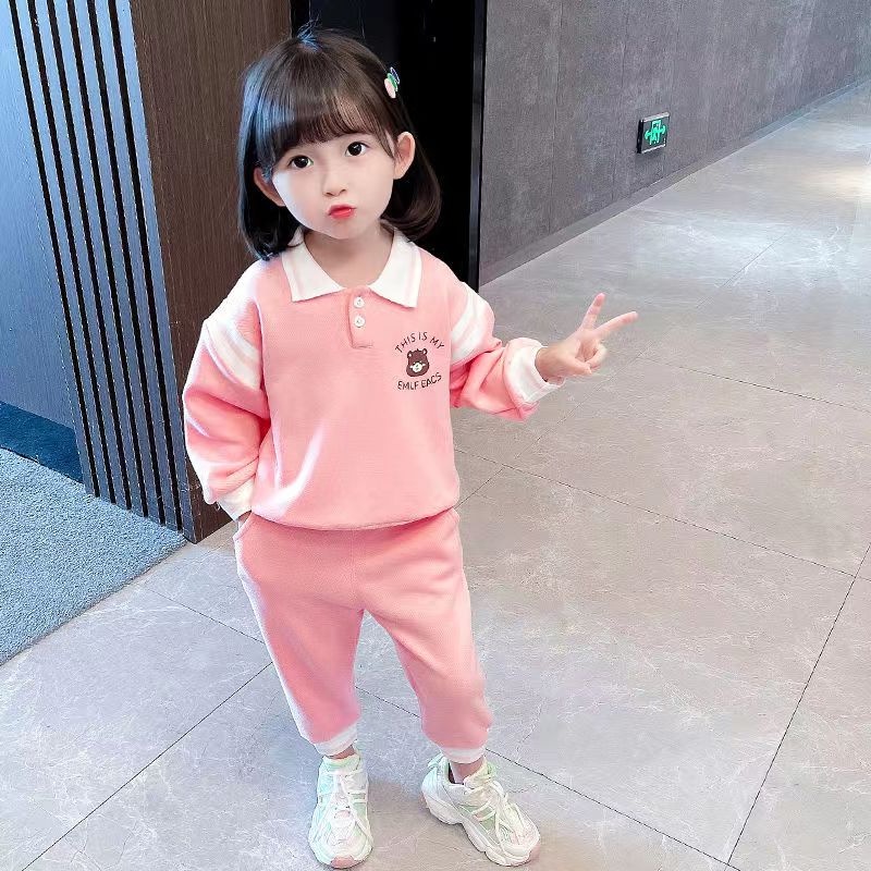 Bộ Áo Sơ Mi Dài Tay Kèm Quần Dài Phong Cách Phương Tây Thời Trang Xuân Thu Cho Bé Gái 90-140CM