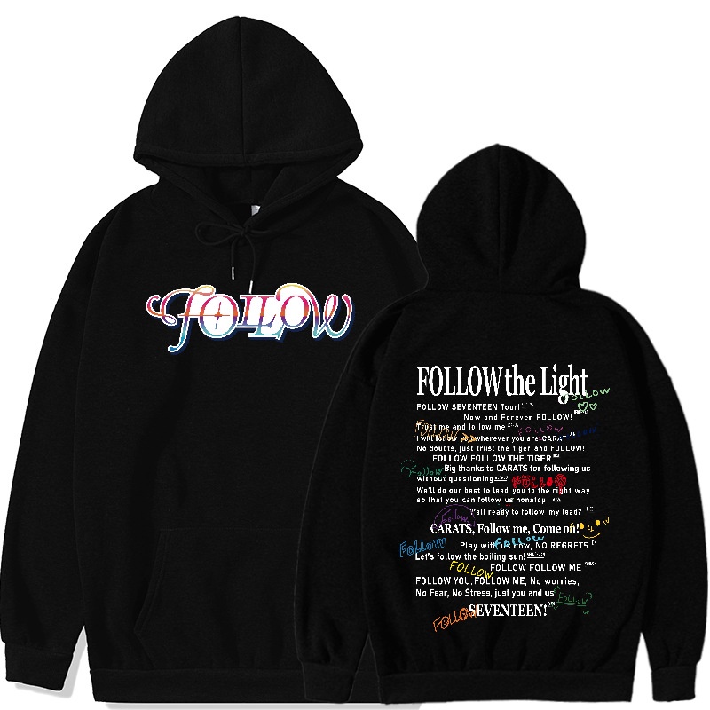 Áo hoodie cotton Chui Đầu Đơn Giản Thời Trang Đường Phố kpop seventeen tour follow to seoul