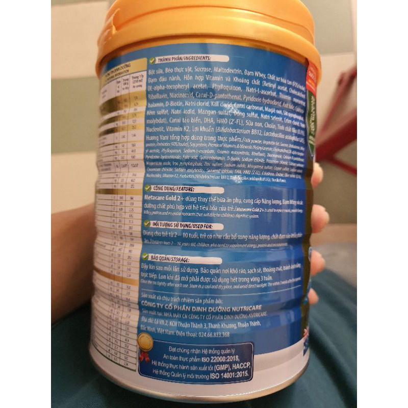 Sữa MetaCare Gold 2+ 900g Chính hãng