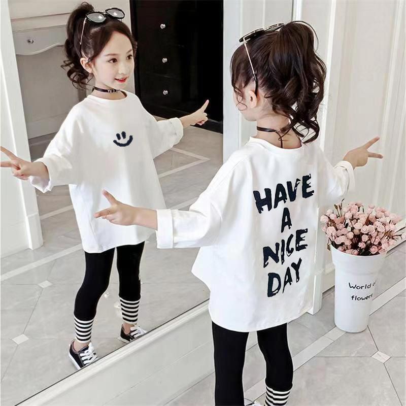 Áo Sơ Mi Trắng Tay Dài In Họa Tiết Xinh Xắn Dành Cho Bé Gái