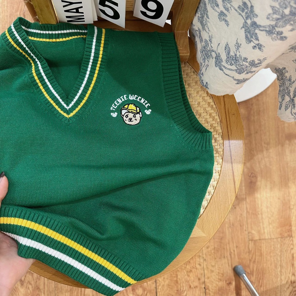 Áo Len Không Tay Cổ Chữ V Họa Tiết Hoạt Hình Phong Cách Phương Tây Thời Trang Mùa Thu 2023 Dành Cho Bé Trai Và