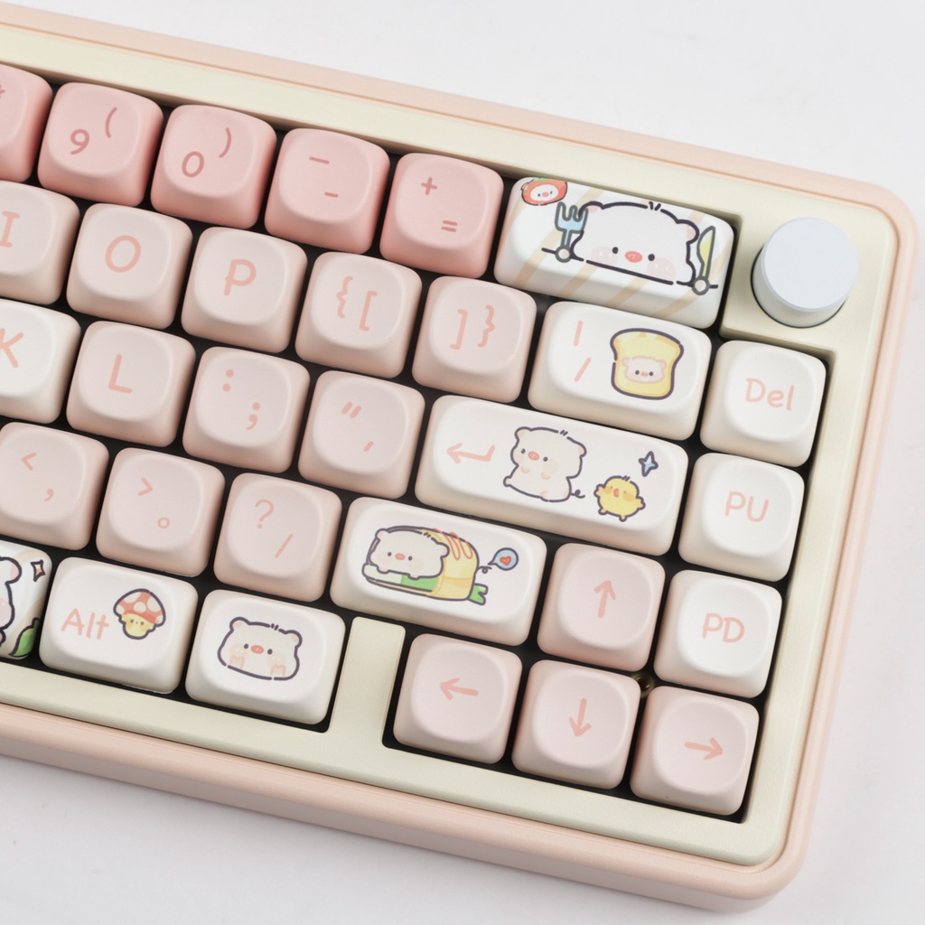Pink piglet keycap sữa phim hoạt hình dễ thương moa chiều cao khối lập phương thăng hoa ningzhi 68 75 98 s99 104