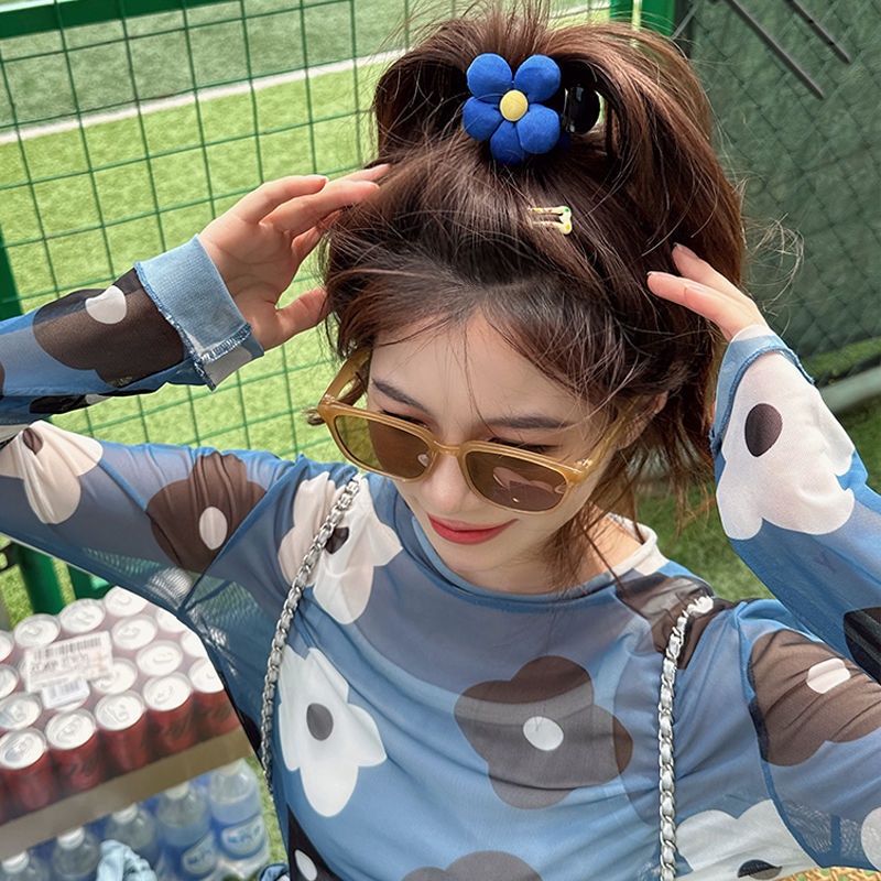 Kẹp Tóc Đuôi Ngựa Cao Hình Hoa Tươi Tắn Mùa Hè 2023