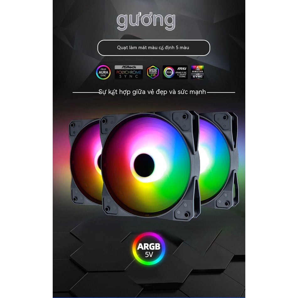 Quạt Làm Mát Có Đèn led Dạ Quang 12cm Im Lặng rgb