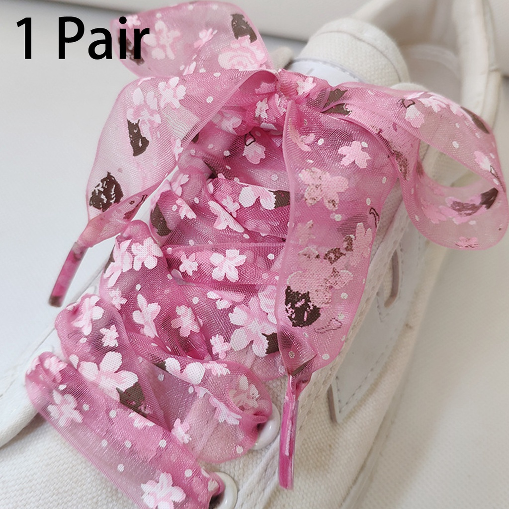 1 đôi 120 / 140cm cô gái ngọt ngào nhỏ tươi đầy màu sắc in tinh tế dây giày phẳng dây giày hoa anh đào