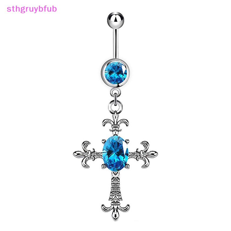 Sthb thép không gỉ cross dangle nút thắt lưng vòng thời trang punk mát rốn móng tay cho phụ nữ pha lê rhinestone trang sức cơ thể vn